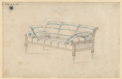 Potsdam-Sanssouci. Charlottenhof Palace. Sofa by Karl Friedrich Schinkel