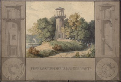 Owinsk Castle (Owińska), formerly Kreis and Regierungsbezirk Posen (Województwo Wielkopolskie). Design for the Lighthouse for the Park by Karl Friedrich Schinkel