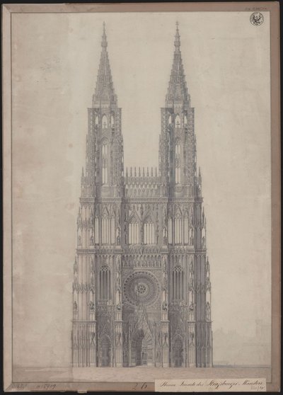 Strasbourg. Cathedral. Design for the Completion of the West Facade by Karl Friedrich Schinkel