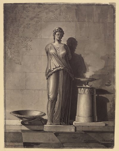 Female Ancient Draped Torso between a Bowl and an Altar by Karl Friedrich Schinkel