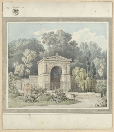 Zeitz. Design for the Tomb of Johann Friedrich Delbrück. View by Karl Friedrich Schinkel