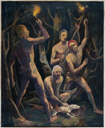 Men with Torches in the Forest by Karl Hofer