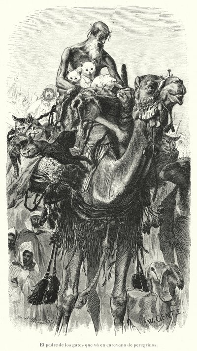 Guardian of cats travelling with a caravan of pilgrims by Karl Wilhelm Gentz