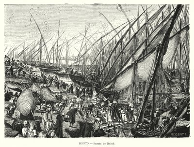 Quays on the River Nile at Bulaq, Cairo, Egypt by Karl Wilhelm Gentz
