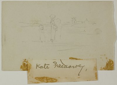 Three Figures in a Landscape with a Windmill by Kate Greenaway