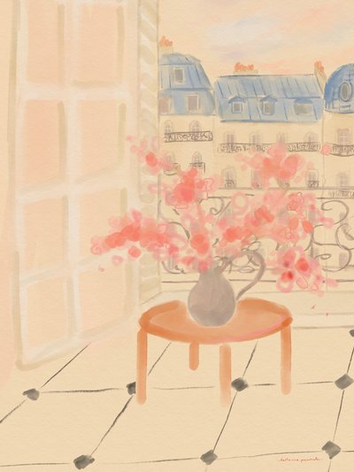 Cherry Blossoms In Parisian Apartment by Katharina Puritscher