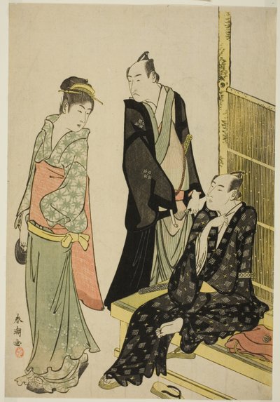 The Actors Onoe Matsusuke I and Ichikawa Omezo I at a Teahouse by Katsukawa Shuncho