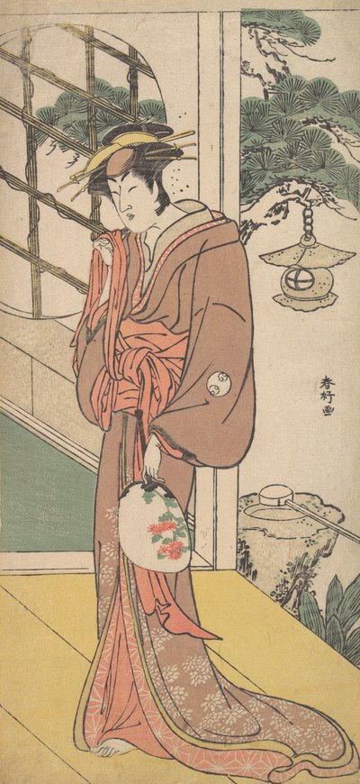 Arashi Ryuzo as a Tall Woman Standing on the Engawa, ca. 1789 by Katsukawa Shunko