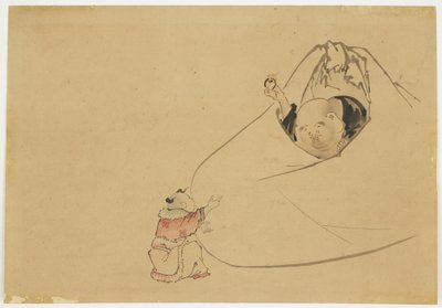 Hotei Offering Flaming Jewel to a Small Boy by Katsushika (school of) Hokusai