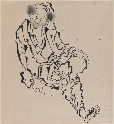 Drawing of a man seated with left leg resting over right knee by Katsushika Hokusai