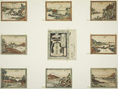 Eight Views of Omi in Etching Style and Cover Sheet by Katsushika Hokusai