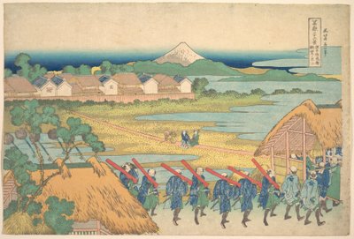 Fuji Seen in the Distance from Senju Pleasure Quarter, from the series Thirty-six Views of Mount Fuji by Katsushika Hokusai