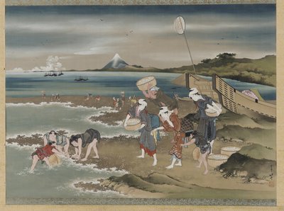 Landscape: Clam-Gatherers on the Shore by Katsushika Hokusai