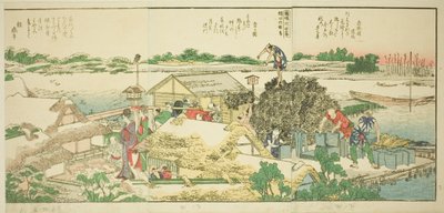 Pages from the Illustrated Book Panoramic Views along the Banks of the Sumida River by Katsushika Hokusai