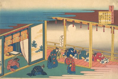 Poem by Sanjo-in, from the series One Hundred Poems Explained by the Nurse by Katsushika Hokusai