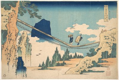 The Suspension Bridge on the Border of Hida and Etchū Provinces, from the series Remarkable Views of Bridges in Various Provinces by Katsushika Hokusai