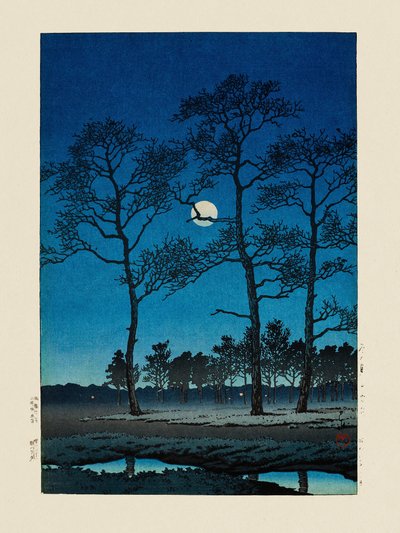 Winter Moon at Toyamagahara (1931) by Kawase Hasui