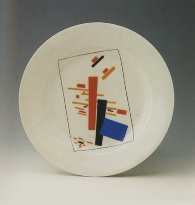 Plate with suprematist decoration by Kazimir Severinovich Malevich