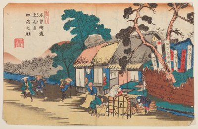 Ageo, Sieving Grain, Plate 6 from the Series: Sixty-nine Stations of the Kisokaidō Road / Kisokaidō rokujūkyū tsugi-no uchi by Keisai Eisen