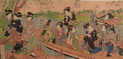 Ferry Boat on the Sumida River / Hanami Return Sumida Crossing, from the series: Four Seasons; Spring by Keisai Eisen