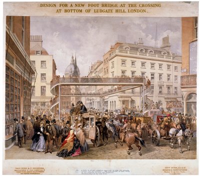 Design for a New Footbridge at the Crossing Ludgate Hill and Fleet Street, City of London by Kell Brothers