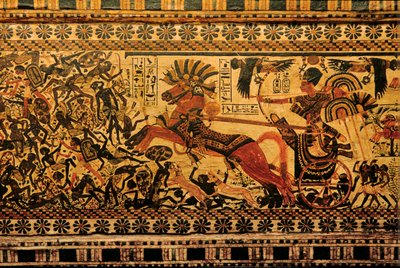 Painted Box Depicts Tutankhamun as a Warrior on Chariot Chasing Nubians, 2007 by Kenneth Garrett