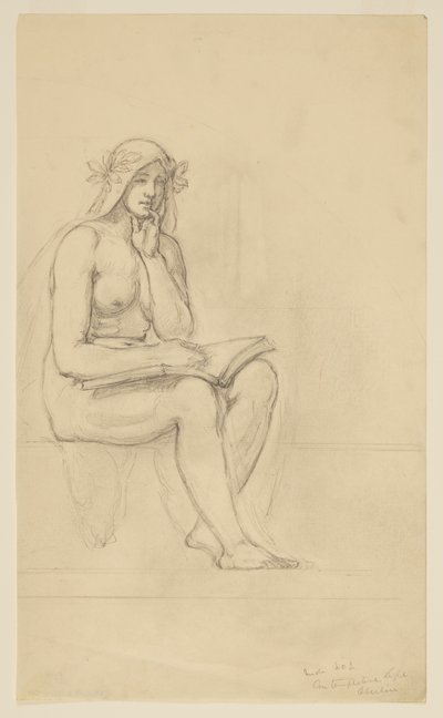 Nude Study for "The Contemplative Life" for Lunette in the Administration Building, Oberlin College, Oberlin, OH by Kenyon Cox