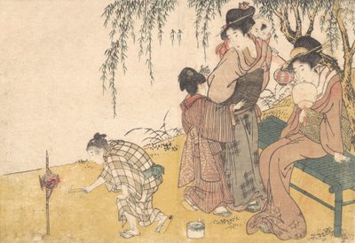 A Child Lighting Fireworks, from the illustrated book Flowers of the Four Seasons by Kitagawa Utamaro