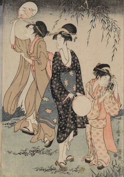 Catching Fireflies Beneath a Willow Tree by Kitagawa Utamaro
