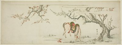 Horse Beneath a Flowering Plum Tree by Kitagawa Utamaro
