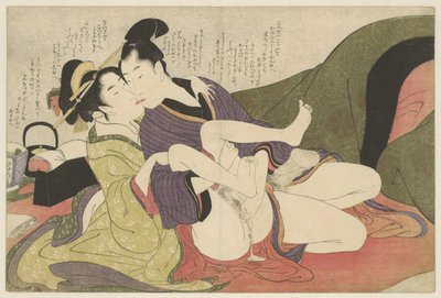 Prostitute Kissing a Young Man by Kitagawa Utamaro