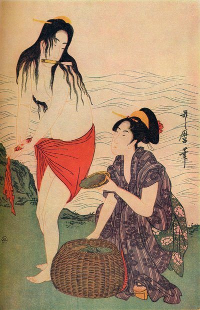 Right hand panel of The Pearl Divers triptych by Utamaro, c1797-98, 1936 by Kitagawa Utamaro