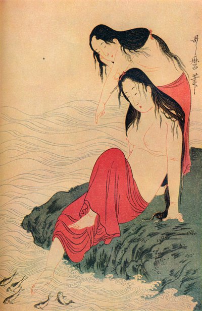 The left hand and last panel of The Pearl Divers triptych, c1797-98 by Kitagawa Utamaro