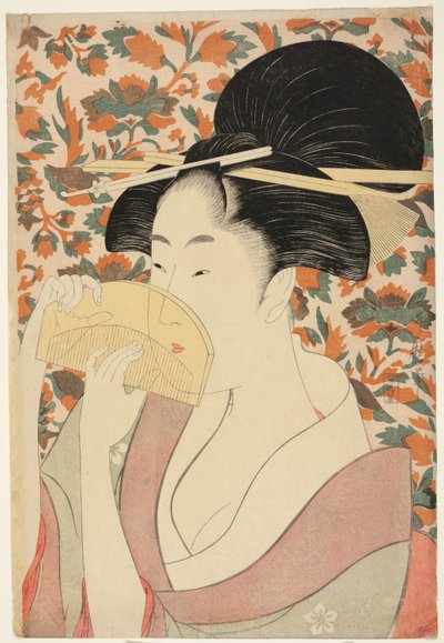 Woman Holding a Tortoise-shell Hair-comb by Kitagawa Utamaro