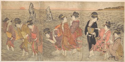 Women Worshipping the Rising Sun between the Twin Rocks at Ise by Kitagawa Utamaro