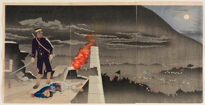 Defying a Shower of Bullets, He, Alone, Opened the Hyeonmu Gate by Kobayashi Kiyochika