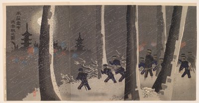 Great Fierce Battle in the Snow near Niuzhuang by Kobayashi Kiyochika