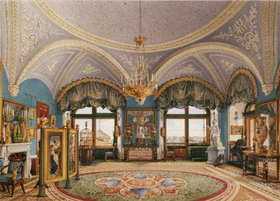 Interiors of the Winter Palace: The Corner Drawing Room of Emperor Nicholas I, Mid 19th Century by Konstantin Andreyevich Ukhtomsky