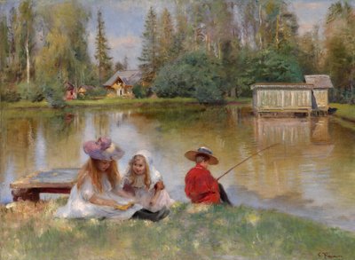 Children by the Lake by Konstantin Egorovich Makovsky