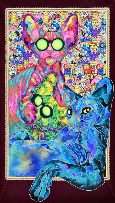 Psychedelic Cat Family by Kostyantin Malginov