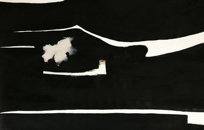 Black Abstract With Pink Flower by Kristin Brin