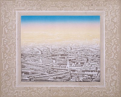 Aerial view of London with decorative border, c. 1845 by Kronheim and Co
