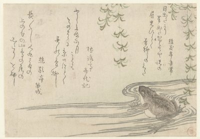 Frog under a Willow Tree by Kubota Shunman