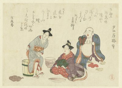 Woman Using the Toilet and Two Popular Gods by Kubota Shunman