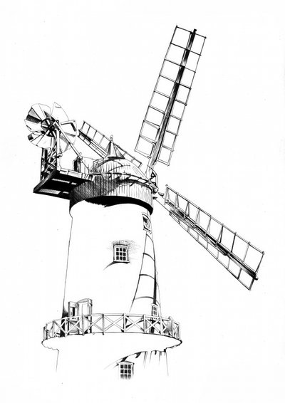 Classic Windmill Drawing by Kulik