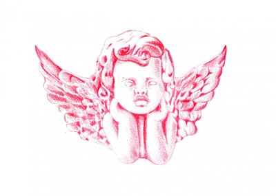 Contemplative Red Cherub by Kulik