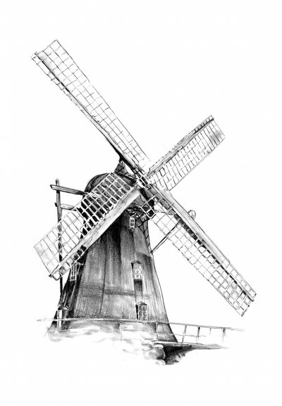 Dutch Windmill Sketch by Kulik