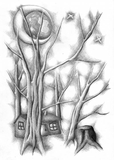 Moonlit Forest Homes by Kulik