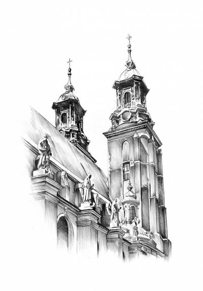Ornate Church Towers Sketch by Kulik