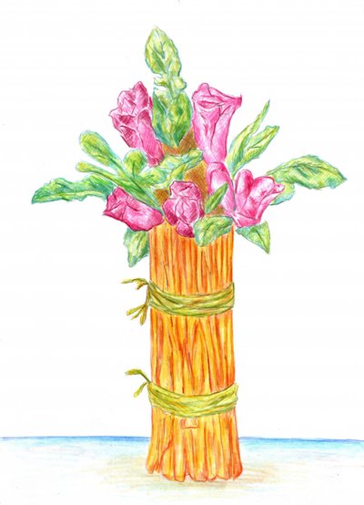 Rustic Vase Pink Flowers by Kulik